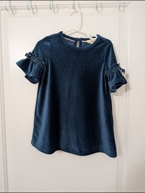 Matilda Jane Navy Velvet Ruffle Sleeve Dress